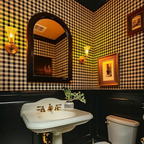 JiffDiff Modern Plaid Wallpaper Peel and Stick Mosaic Checkered Contact Paper Lattice Waterproof Self Adhesive Stick on Wallpaper 48 sq. ft (17.3" x 400" Black) - Image 2