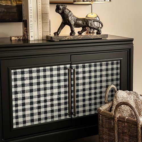 JiffDiff Modern Plaid Wallpaper Peel and Stick Mosaic Checkered Contact Paper Lattice Waterproof Self Adhesive Stick on Wallpaper 48 sq. ft (17.3" x 400" Black) - Image 3