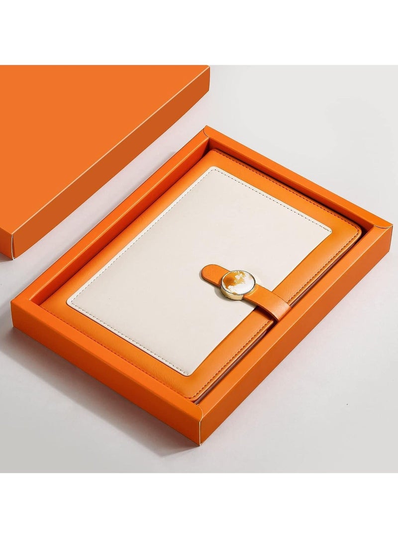 Lined Journal Leather Hardcover A5 Notebook Diary Personal Business with Magnetic Buckle Pocket and Gift Box 192 Numbered s 100GSM Thick Paper 5.7'' X 8.4'' Orange - Image 3