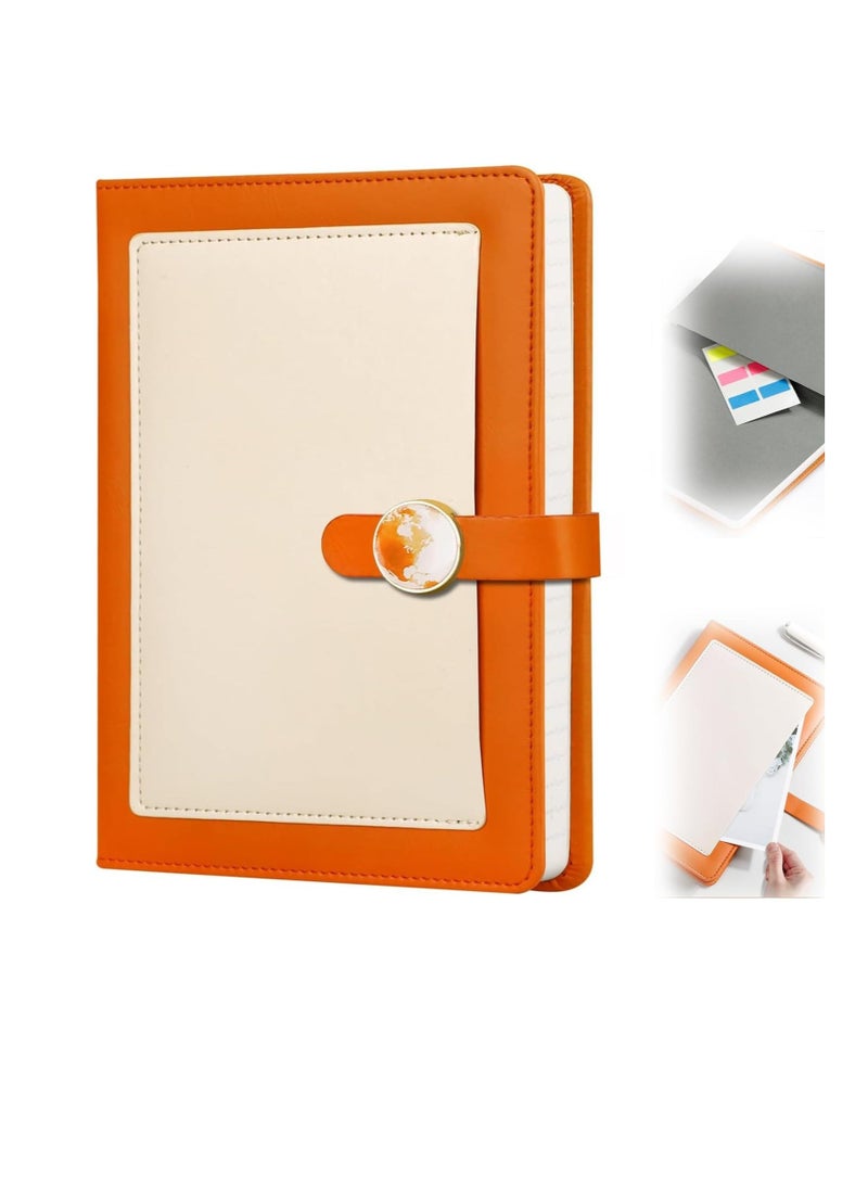 Lined Journal Leather Hardcover A5 Notebook Diary Personal Business with Magnetic Buckle Pocket and Gift Box 192 Numbered s 100GSM Thick Paper 5.7'' X 8.4'' Orange - Image 1