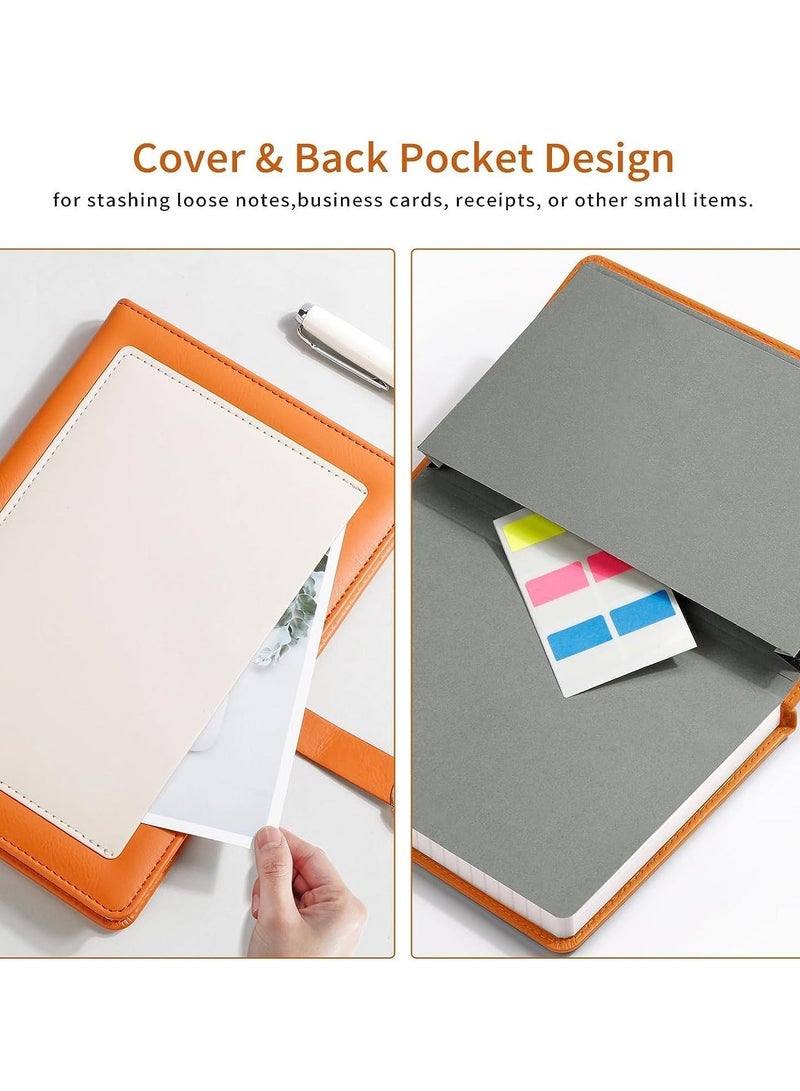 Lined Journal Leather Hardcover A5 Notebook Diary Personal Business with Magnetic Buckle Pocket and Gift Box 192 Numbered s 100GSM Thick Paper 5.7'' X 8.4'' Orange - Image 4