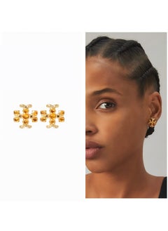 TB Tory Burch Roxanne Jeweled Stud Earrings Gold  - Image 1