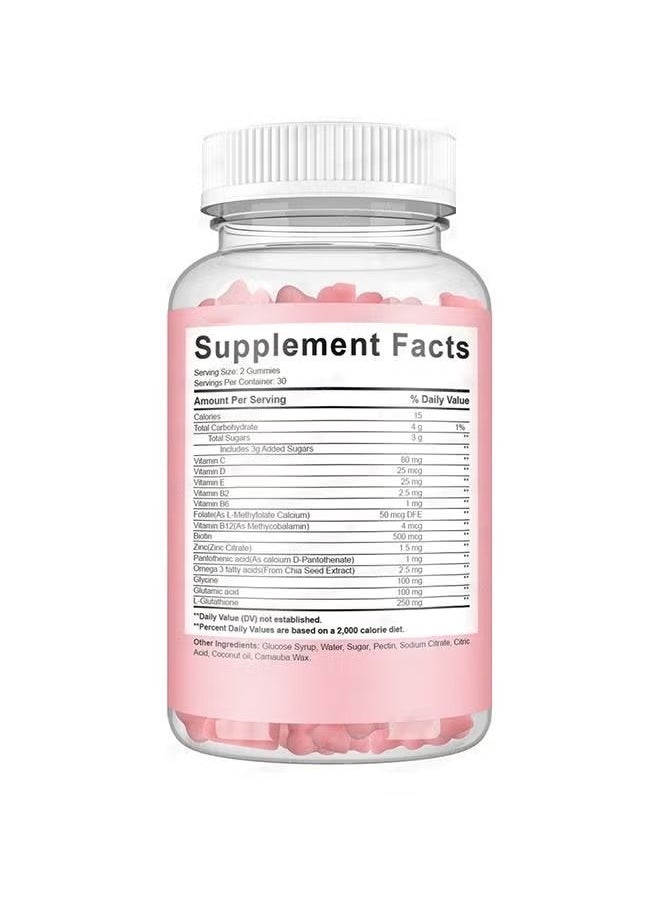 SKIN - Skin Whitening Vitamins Gummies, with Glycine and Glutathione, Vitamins Gummies Bear, Remove Dark Spots, Hyperpigmentation Treatment, Anti-Aging Antioxidant, 60 Gummies - Image 1