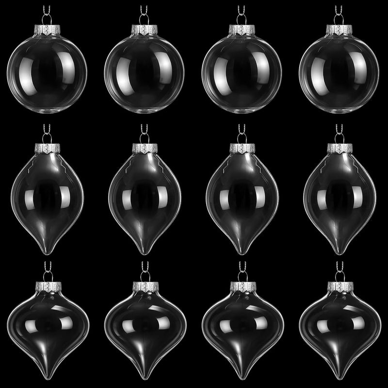 Zomiboo 12 Pcs Clear Glass Christmas Ball Ornaments Set 3.15" Hanging Shatterproof Glass Bulbs for Christmas Tree Baubles Bulk for Holiday Xmas Tree Decorations Gifts - Image 1