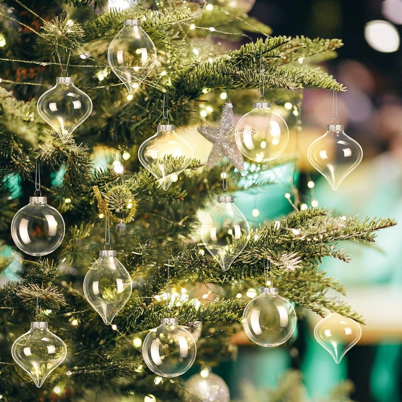 Zomiboo 12 Pcs Clear Glass Christmas Ball Ornaments Set 3.15" Hanging Shatterproof Glass Bulbs for Christmas Tree Baubles Bulk for Holiday Xmas Tree Decorations Gifts - Image 3