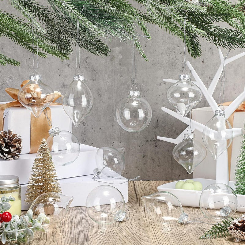 Zomiboo 12 Pcs Clear Glass Christmas Ball Ornaments Set 3.15" Hanging Shatterproof Glass Bulbs for Christmas Tree Baubles Bulk for Holiday Xmas Tree Decorations Gifts - Image 5