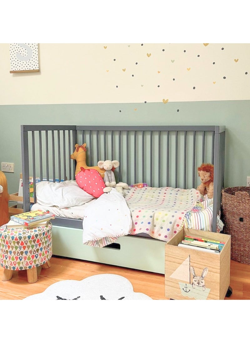 Mokee - Mokee 2 in 1 Scandinavian Convertible Mini Cot Bed 120x60cm - Stone Blue - Image 1
