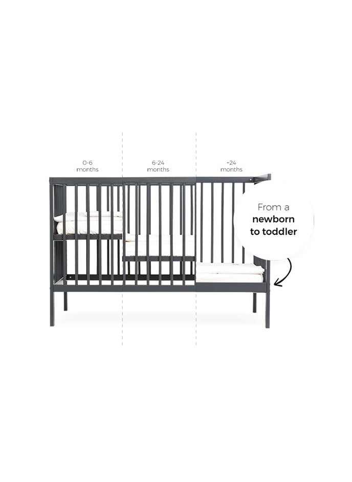Mokee - Mokee 2 in 1 Scandinavian Convertible Mini Cot Bed 120x60cm - Stone Blue - Image 1