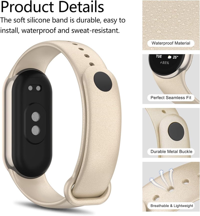 Demark Global production standard crafted 3 Pack Sport Straps for Xiaomi Mi Band 10/9/8, Soft Silicone Replacement Bands for Mi Band 10 & Mi Band 9& Band 8 Fitness Tracker Trendy natural tone options - Image 3