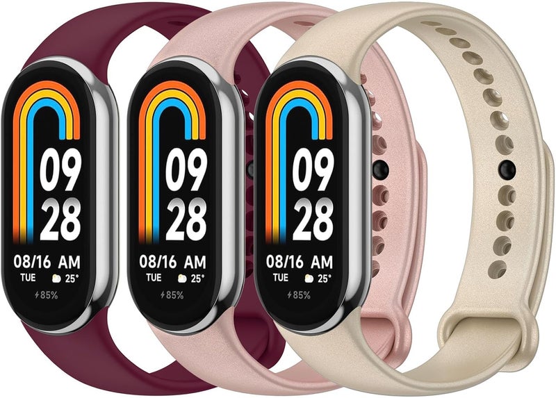Demark Global production standard crafted 3 Pack Sport Straps for Xiaomi Mi Band 10/9/8, Soft Silicone Replacement Bands for Mi Band 10 & Mi Band 9& Band 8 Fitness Tracker Trendy natural tone options - Image 1