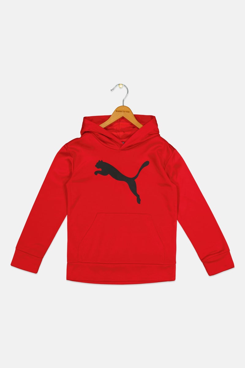 PUMA Kids Boy Sportswear Fit Brand Logo Hoodie, Red - Image 1