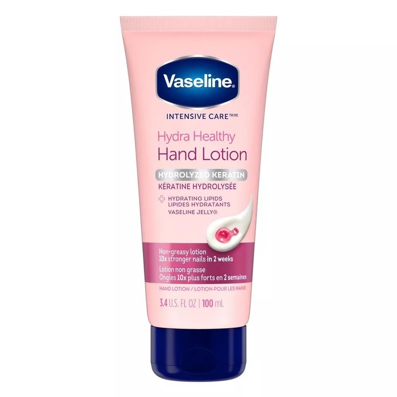 Vaseline Lotion Healthy Hands Stronger Nails with Keratin Intensive Care Hand Lotion with Petroleum Jelly 34 Oz Ea