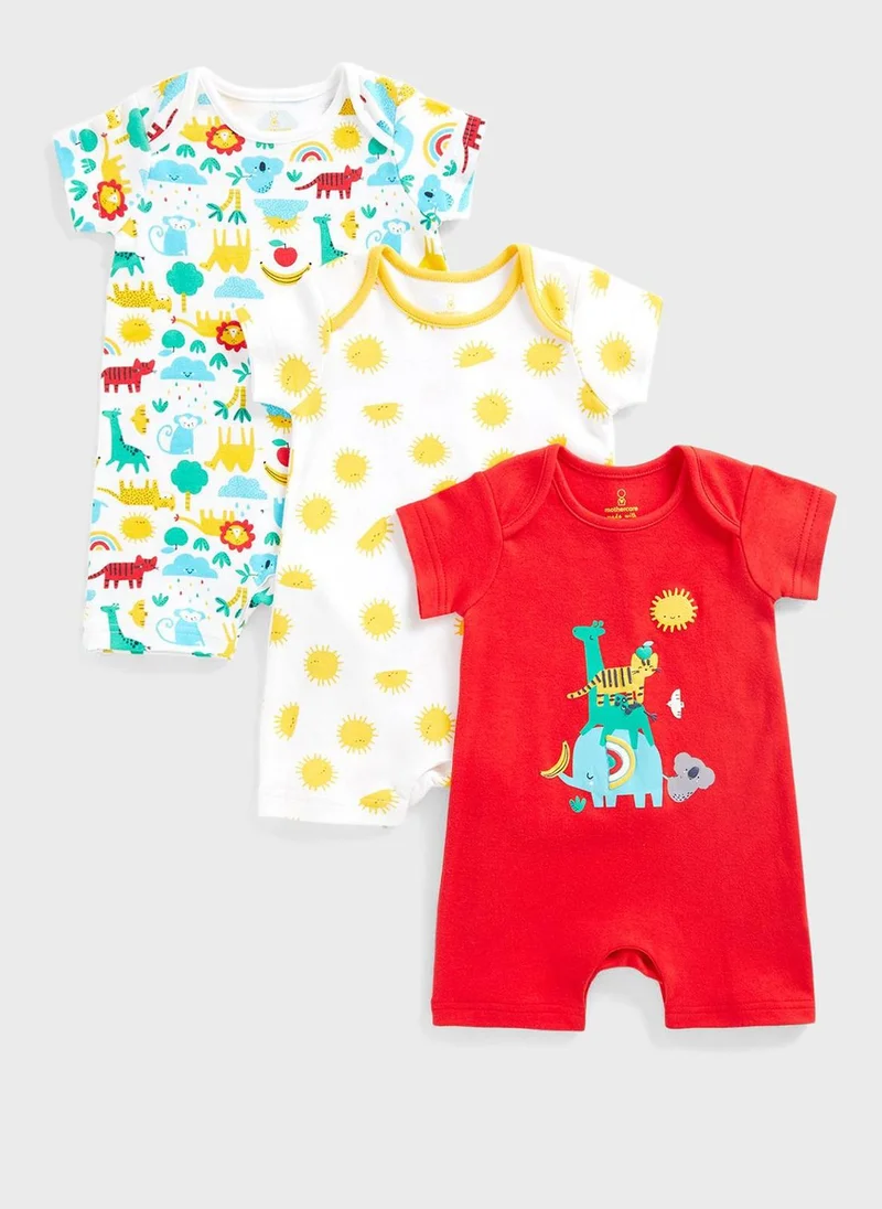 mothercare Infant 3 Pack Assorted Romper