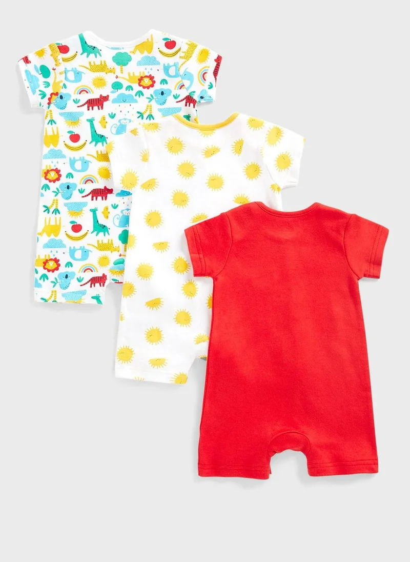 mothercare Infant 3 Pack Assorted Romper