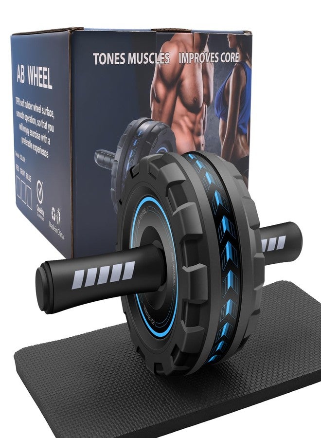 FEELCAT Ab Roller Wheel,Stable Wide Wheel For Beginner,Men,Women,Abs & Core Workout Equipment For Home Gym With Knee Pad,Abdominal Wheel For Full-Body Strength Training (Blue wide wheel) - Image 1