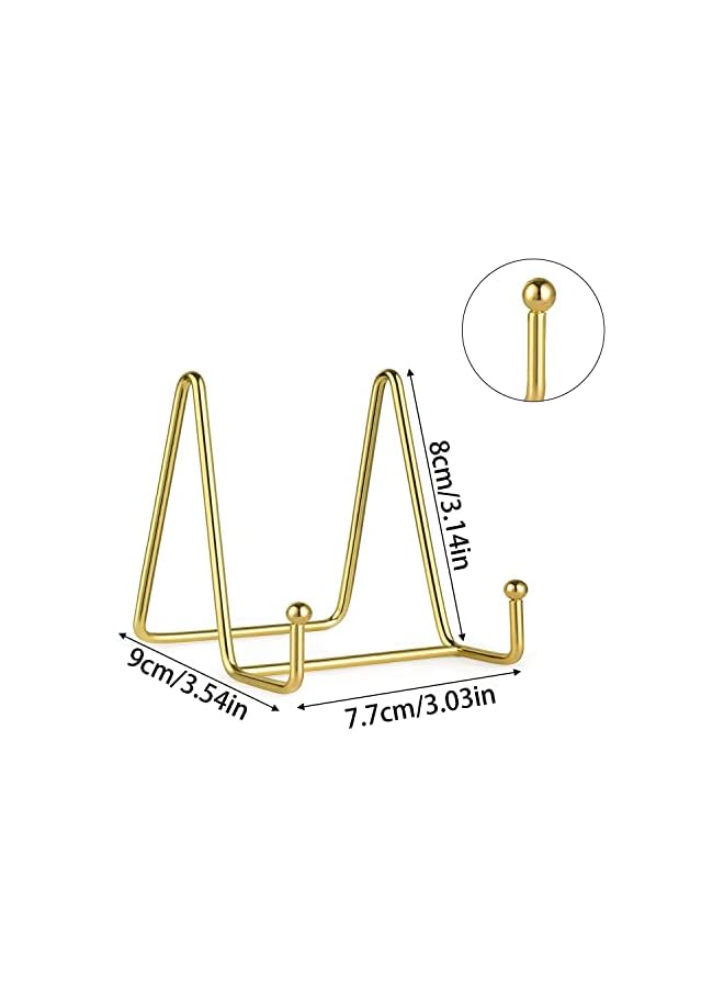 The Bros 2Pcs Plate Stands Plate Holder Display Stand 3 Inch Book Display Small Metal Picture Stand Plate Holder Tabletop Easel Display Stand Gold Iron Easel for Photo,Pictures,Decorative Plate Dish - Image 4