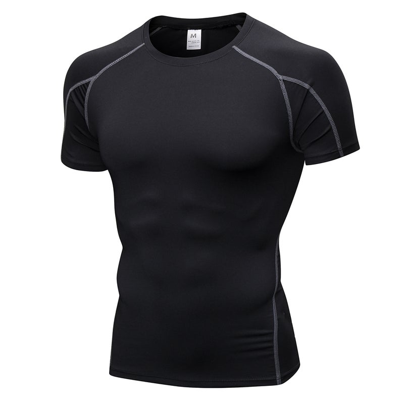 Pack of 3 Men Short Sleeve Shirt Quick Dry Running Fitness Athletic Workout T-Shirt Baselayer Top - Image 2