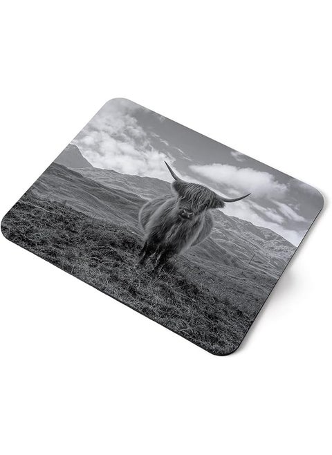 Computer Mouse Mat Pad Bw Muddy Highland Cow Scotland Home Office Pc Desk Accessory Flexible Fabric Top Large 5Mm Laptop Desktop Printed Art Ergonomic 36735