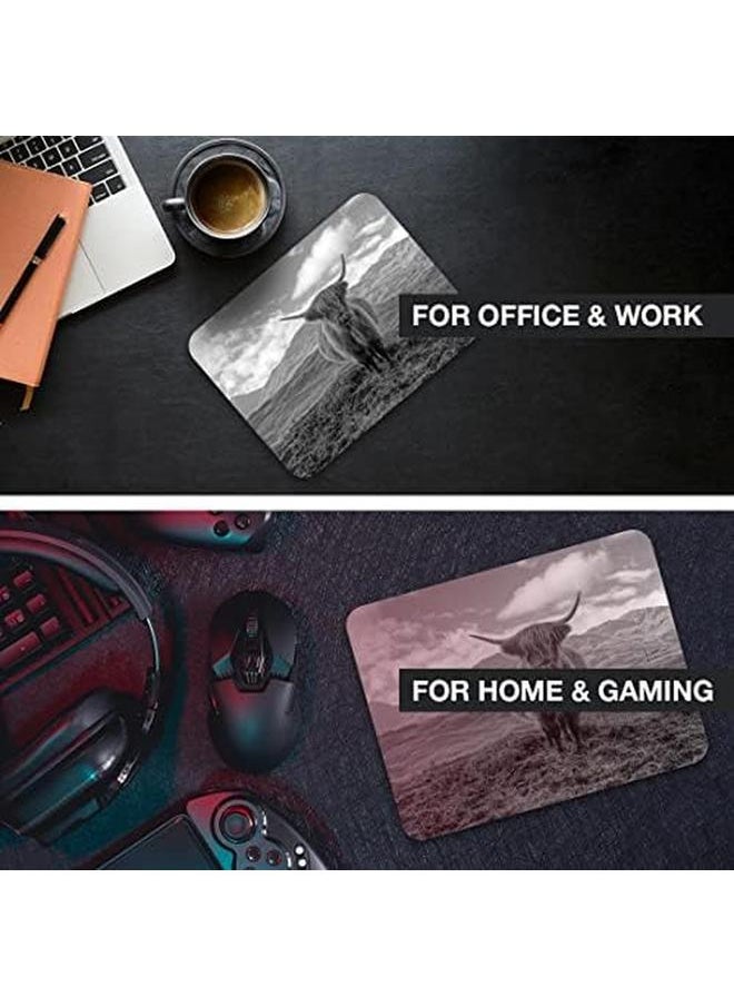 erorex - Computer Mouse Mat Pad Bw Muddy Highland Cow Scotland Home Office Pc Desk Accessory Flexible Fabric Top Large 5Mm Laptop Desktop Printed Art Ergonomic 36735 - Image 1
