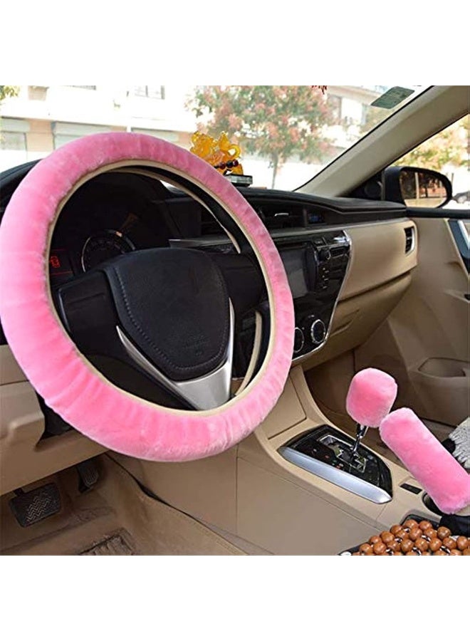 Plush Steering Wheel Cover Winter Handbrake Shift Cover Universal Telescopic Steering Wheel Cover Car Accessories - Image 1