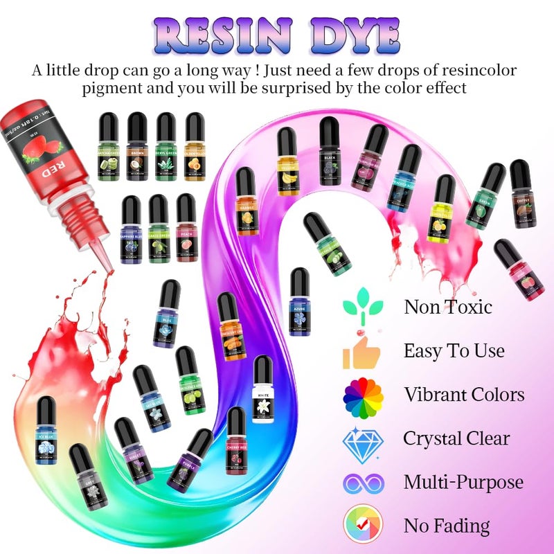 TQELFSS Epoxy Resin Pigments - 30 Colors Resin Color Pigment, Highly Concentrated Liquid Epoxy Resin Dyes for Resin Art, DIY Jewelry Making, Crafts and More. (30 Colors) - Image 2