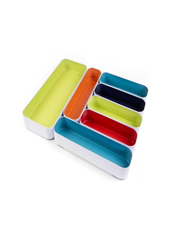 Three by Three Seattle Metal Stacking Drawer Organizers - 7-Piece Utensil Set, 2″ Deep (Classic Multi) - Customizable & Food-Safe Kitchen Drawer Storage - Image 1