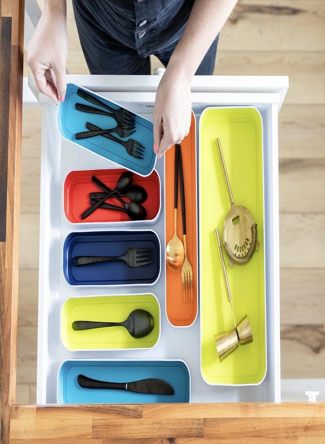 Three by Three Seattle Metal Stacking Drawer Organizers - 7-Piece Utensil Set, 2″ Deep (Classic Multi) - Customizable & Food-Safe Kitchen Drawer Storage - Image 4