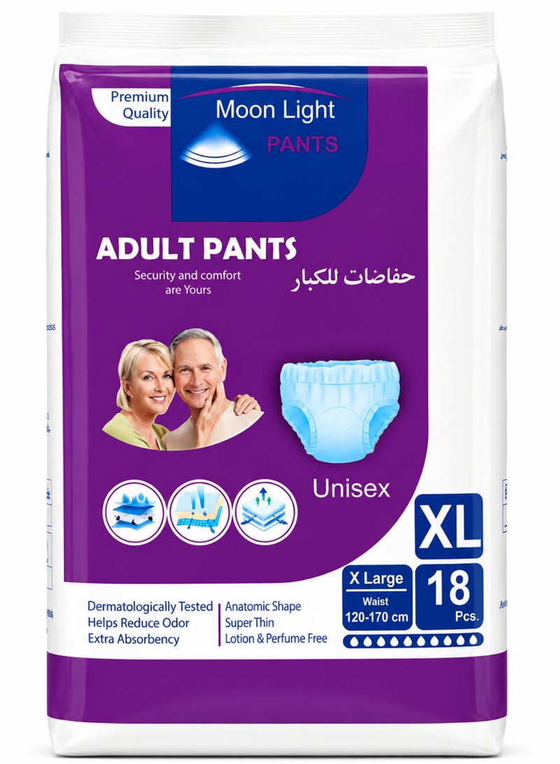 Moon Light Premium Adult Diaper Pants Extra Large Size 18 Pieces - Image 1