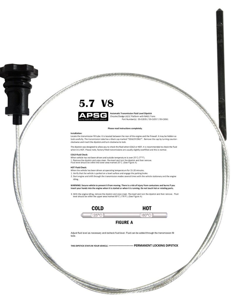 APSG Transmission Dipstick | Automatic Transmission Fluid Dip Stick | Permanent Locking | with and NAG1 / W5A580 | Compatible with Chrysler, Dodge Jeep with 5.7L HEMI V8 - Image 1