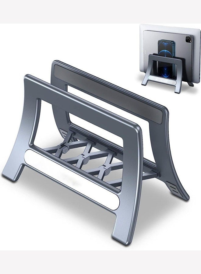 Vertical Laptop Stand Holder,Desktop Stand Multifunctional Gravity Storage Laptop Stands, Fits All MacBook, Surface, Tablet, iPad and Gaming Laptops, Space-Saving - Image 1