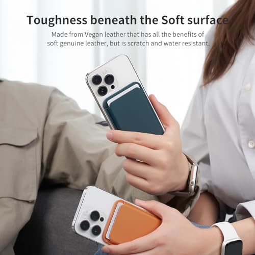 Sinjimoru Magnetic Card Wallet, Premium Vegan Leather Phone Wallet for MagSafe 3-Card Holder Compatible with iPhone 17 Pro Max Air 16 15 14 13 Series. M-Viica Basic Black - Image 3