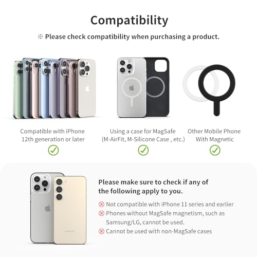 Sinjimoru Magnetic Card Wallet, Premium Vegan Leather Phone Wallet for MagSafe 3-Card Holder Compatible with iPhone 17 Pro Max Air 16 15 14 13 Series. M-Viica Basic Black - Image 5