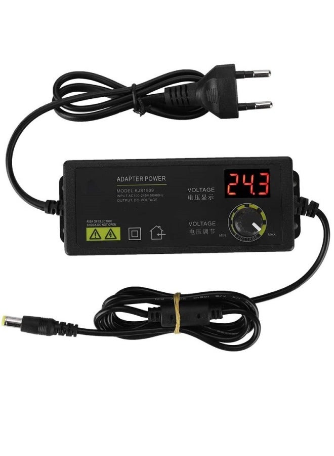 （EU Plug）3-36V 60W Power Adapter Adjustable Voltage Adapter LED Special-Color:EU Plug
