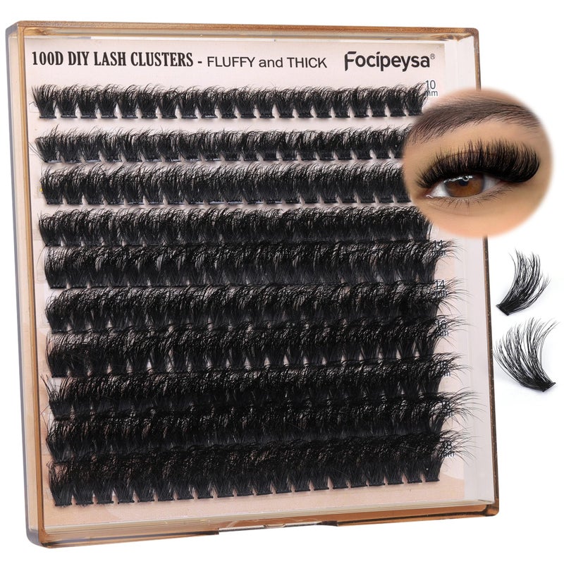 Fluffy Thick Lash Clusters DIY Eyelash Extension 1018MIX D Curl Lash Clusters 100D Wispy Individual Eyelash Extensions Clusters Lashes DIY Fluffy Lash for Beginners by Focipeysa