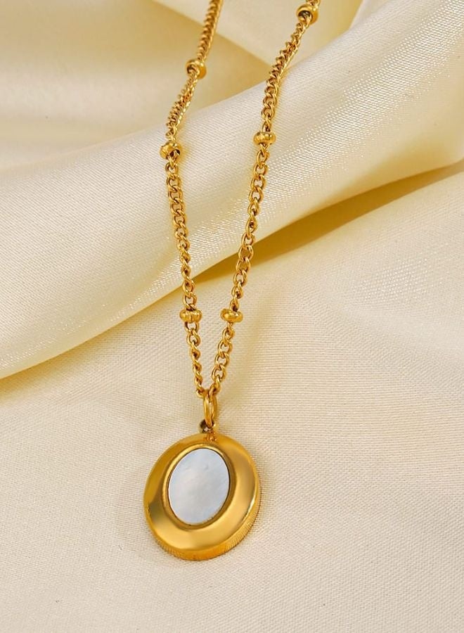 Andaazs Andaazs 18K Gold Plated Pendant Necklace with Pearl shell insert oval pendant for women  - Image 2