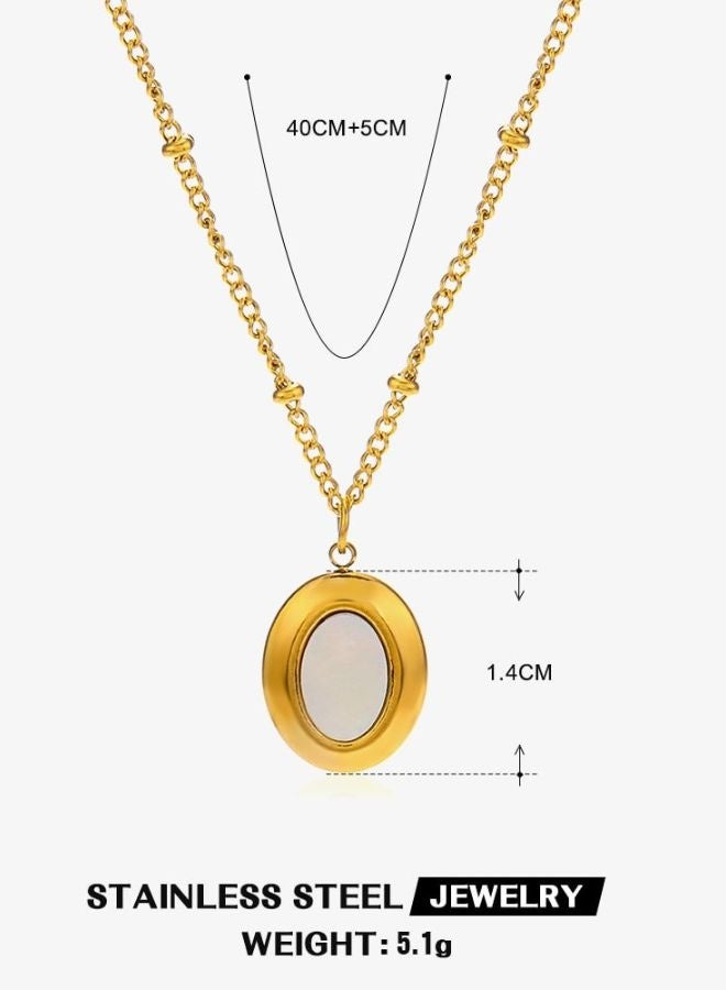 Andaazs Andaazs 18K Gold Plated Pendant Necklace with Pearl shell insert oval pendant for women  - Image 5