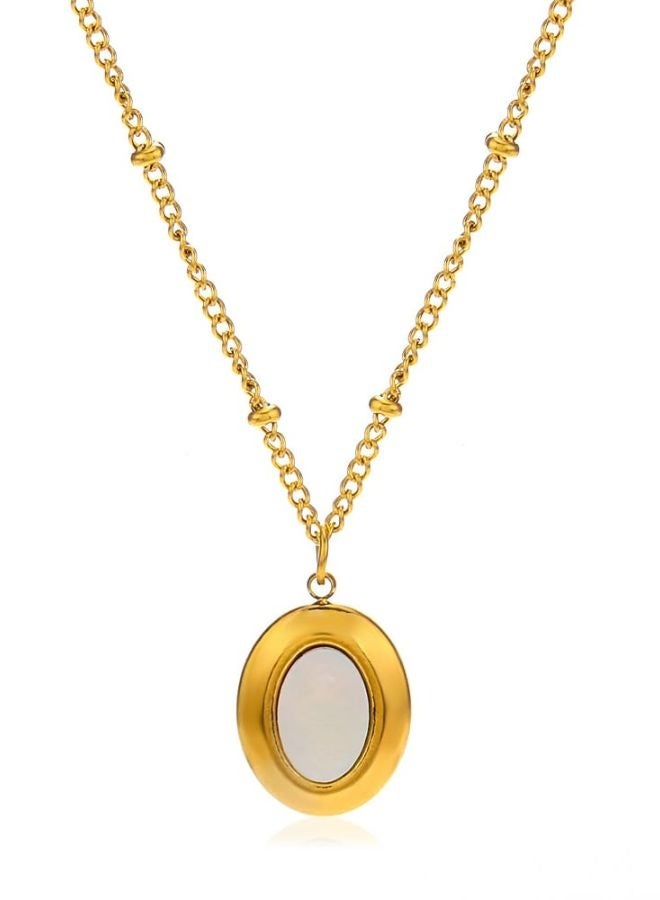 Andaazs Andaazs 18K Gold Plated Pendant Necklace with Pearl shell insert oval pendant for women  - Image 3