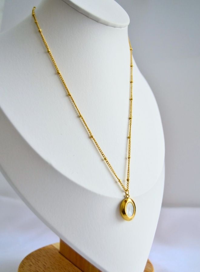 Andaazs Andaazs 18K Gold Plated Pendant Necklace with Pearl shell insert oval pendant for women  - Image 1