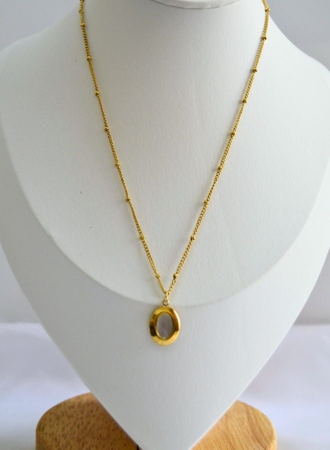 Andaazs Andaazs 18K Gold Plated Pendant Necklace with Pearl shell insert oval pendant for women  - Image 4