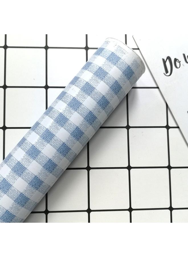 Bluejw Moisture-proof Self-adhesive Pvc Wallpaper Self-adhesive Bedroom Student Cartoon Plaid Wallpaper Cabinet Wardrobe Desktop Dormitory Sticker - Image 1