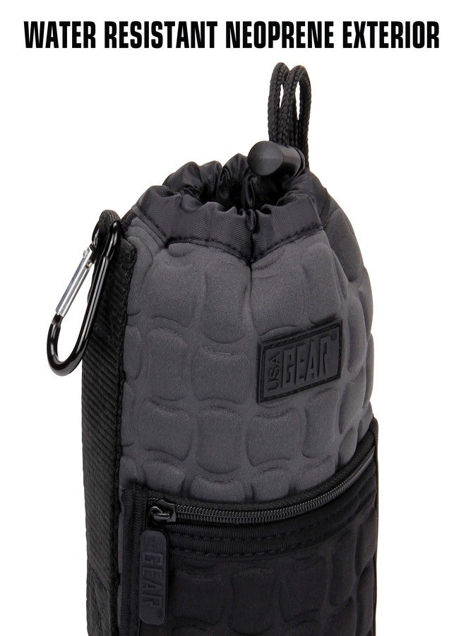 USA Gear FlexARMOR-X Large Lens Case Pouch with Deluxe Padded Neoprene Protection - Fits Camera Lenses up to 7.87" x 3.80", Drawstring Opening, Carabiner Clip, Zippered Storage Pocket - Image 4