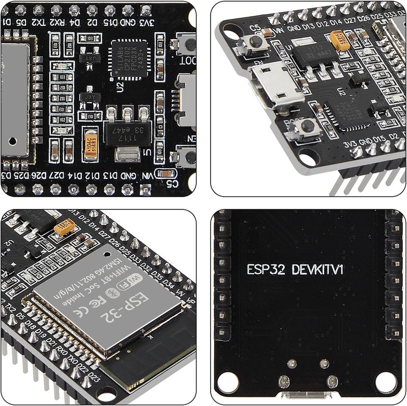 AiTrip ESP-WROOM-32 ESP32 ESP-32S Development Board 2.4GHz Dual-Mode WiFi + Bluetooth Dual Cores Microcontroller Processor Integrated with Antenna RF AMP Filter AP STA Compatible with Arduino IDE (Pack of 1) - Image 3