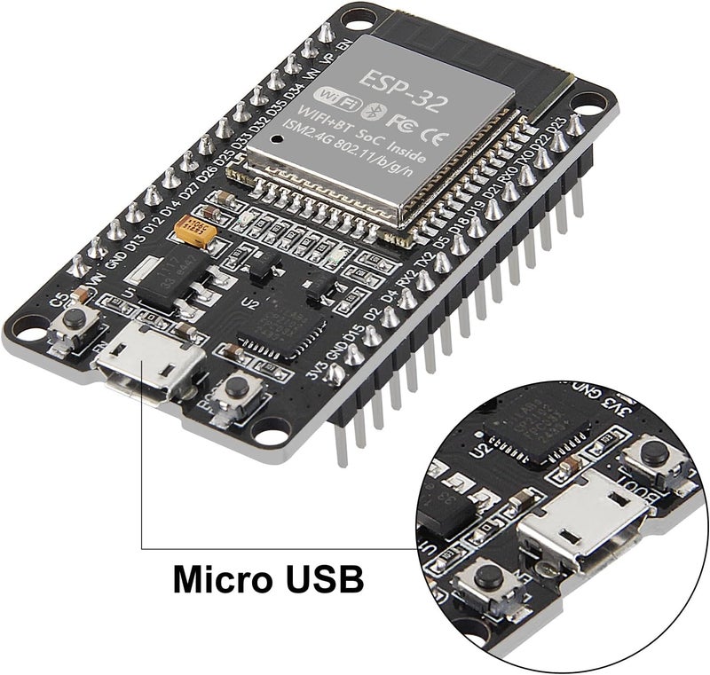 AiTrip ESP-WROOM-32 ESP32 ESP-32S Development Board 2.4GHz Dual-Mode WiFi + Bluetooth Dual Cores Microcontroller Processor Integrated with Antenna RF AMP Filter AP STA Compatible with Arduino IDE (Pack of 1) - Image 4