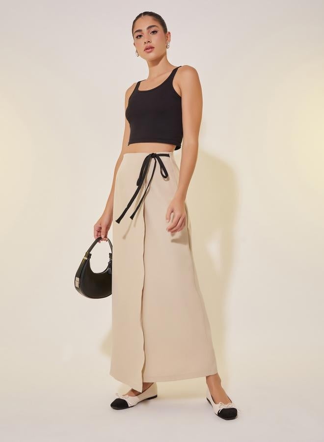 تايك تو تنورة ماكسي بخصر متوسط وربطة عنق - Image 1