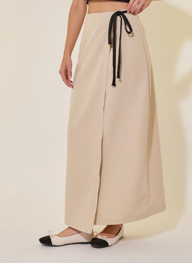 تايك تو تنورة ماكسي بخصر متوسط وربطة عنق - Image 2