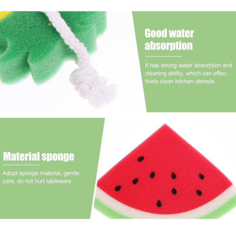 Fruit Shaped Kitchen Scrub Sponge 4pcs Thickened Dish Cleaning Sponges Multi Functional - Image 4