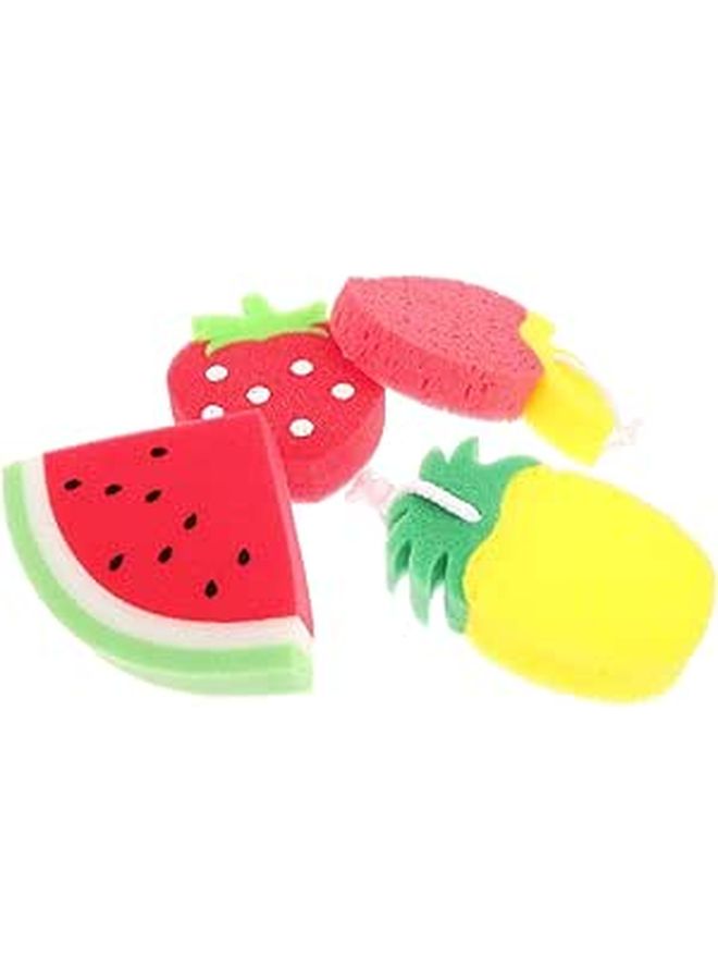 Fruit Shaped Kitchen Scrub Sponge 4pcs Thickened Dish Cleaning Sponges Multi Functional - Image 1