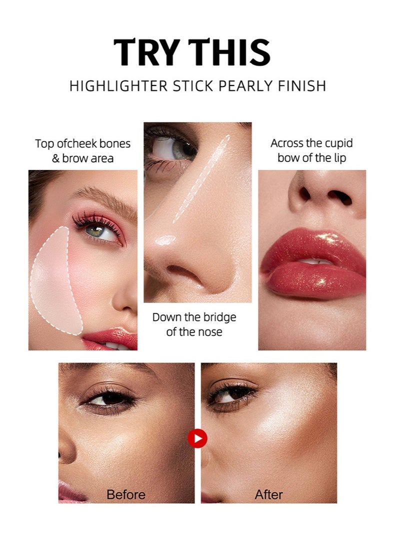 MAYCHEER Beauty Cover Cosmetic Stick 3 Colors Combination Concealer Sticks Kit, Blush Highlighter Contour Pen Makeup Set, for Sculpt the Cheeks - Image 5