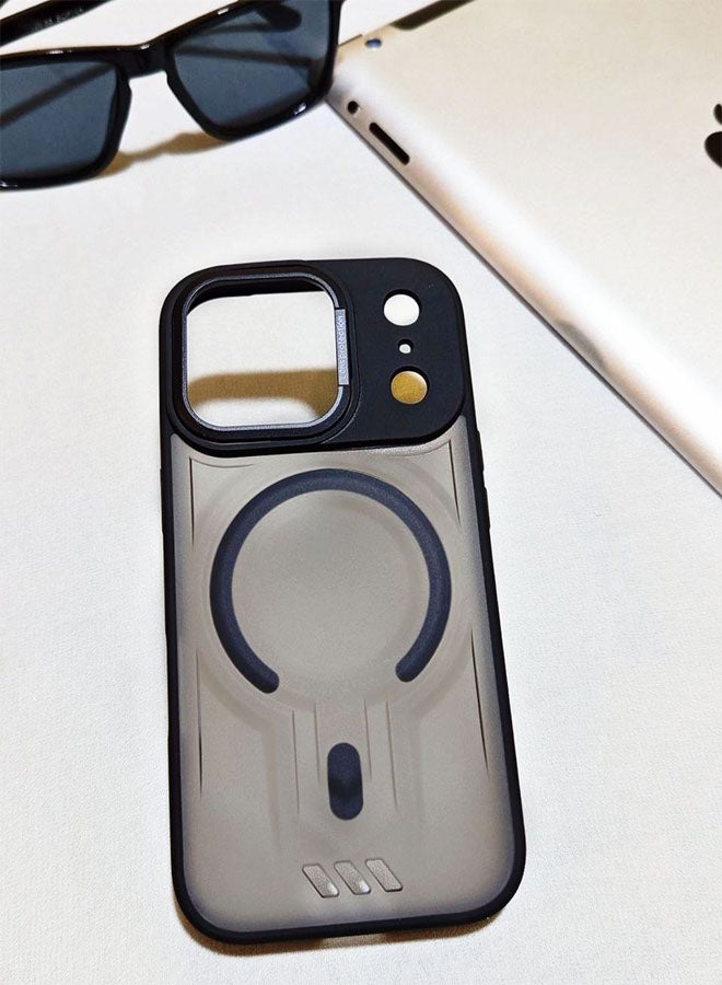 جراب مقاوم للصدمات ممتاز لهاتف ايفون 17 برو - مع إطار معدني للكاميرا - غطاء مغناطيسي غير لامع أنيق لجميع الأعمار ويدعم ماج سيف - مضاد لبصمات الأصابع وحماية الكاميرا ومقاومة للسقوط - متوافق مع ايفون 17 برو - اسود - Image 1