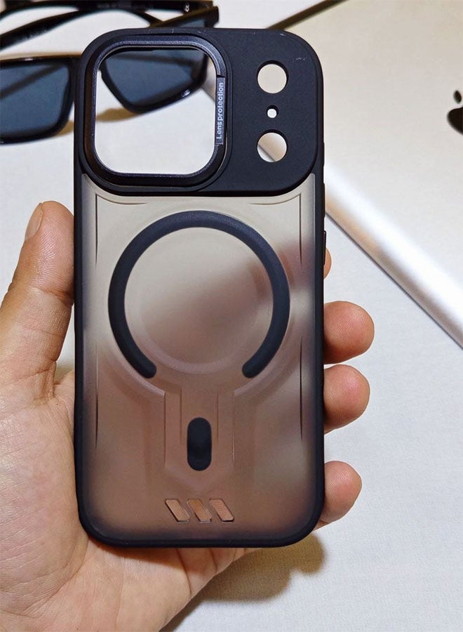 جراب مقاوم للصدمات ممتاز لهاتف ايفون 17 برو - مع إطار معدني للكاميرا - غطاء مغناطيسي غير لامع أنيق لجميع الأعمار ويدعم ماج سيف - مضاد لبصمات الأصابع وحماية الكاميرا ومقاومة للسقوط - متوافق مع ايفون 17 برو - اسود - Image 4